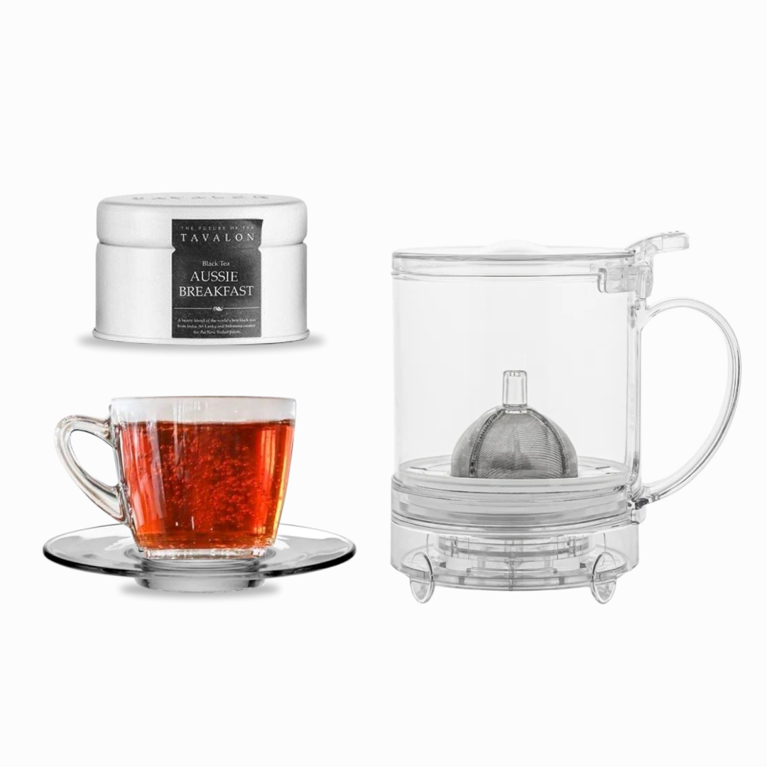 Premium Brewing Set (Gravity Teapot, Clear Cup & Saucer and Aussie Breakfast